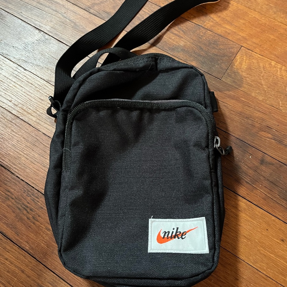 Nike Black Messenger Bag with Orange Logo